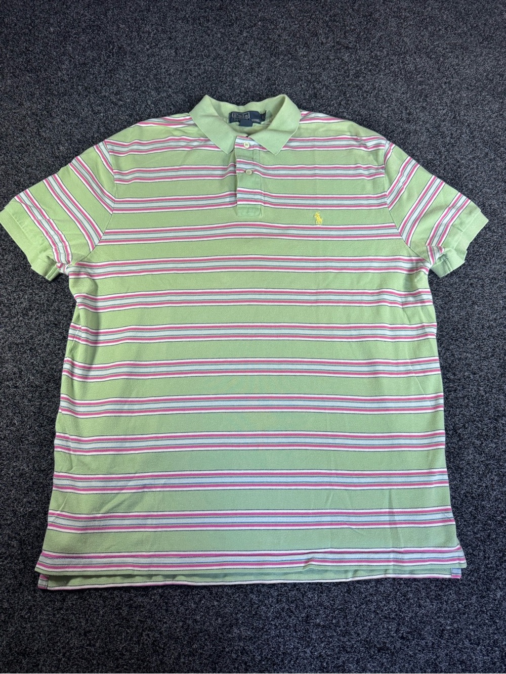 Polo by Ralph Lauren Green Striped Cotton Polo Shirt men’s preppy